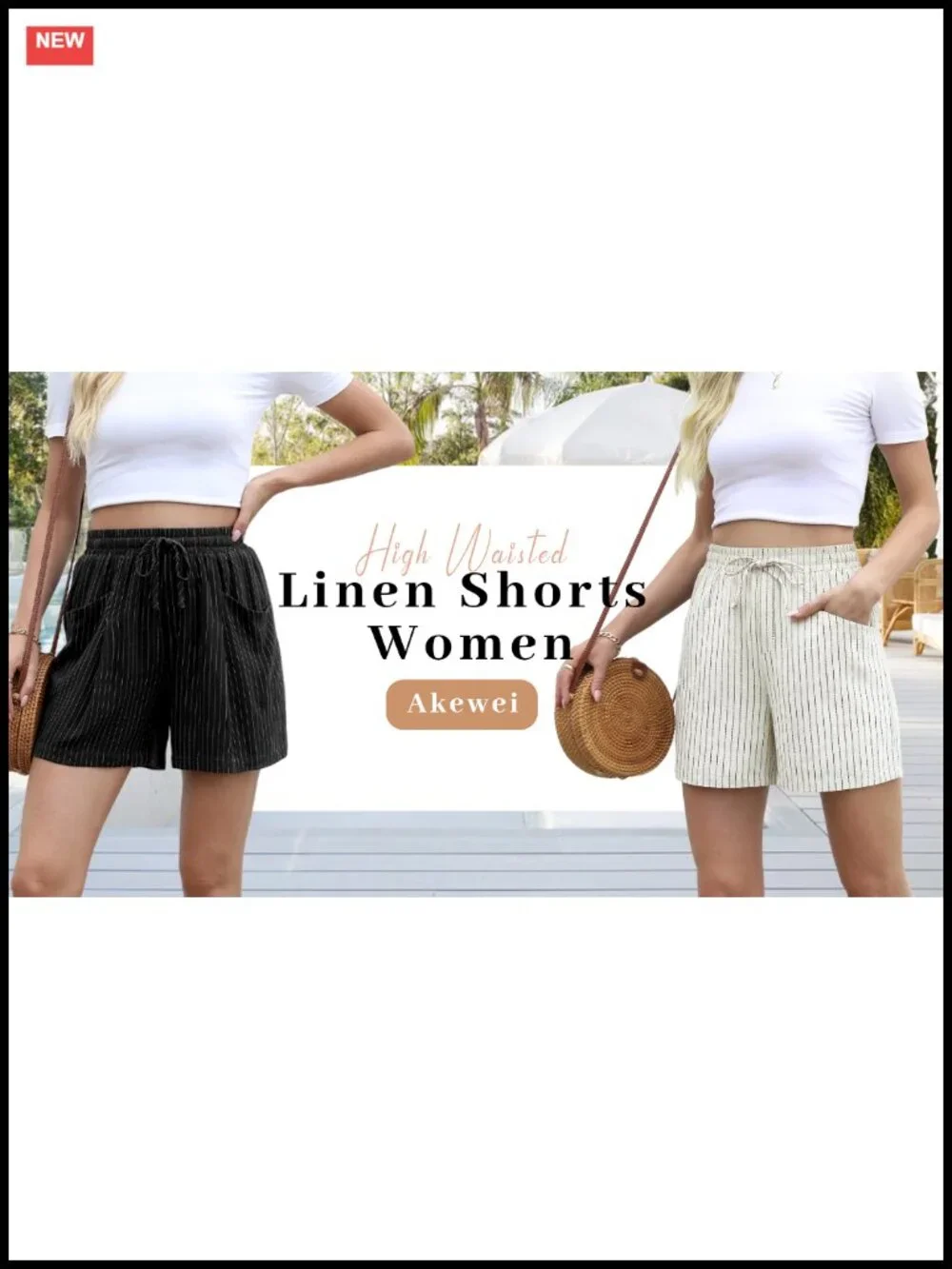 Wide Leg High Waisted Linen Shorts for Women with Pockets 5